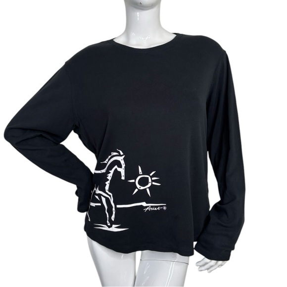 ARIAT horse gem long sleeved blouse shirt bedazzled rhinestone detail cowgirl 2X - Picture 3 of 14